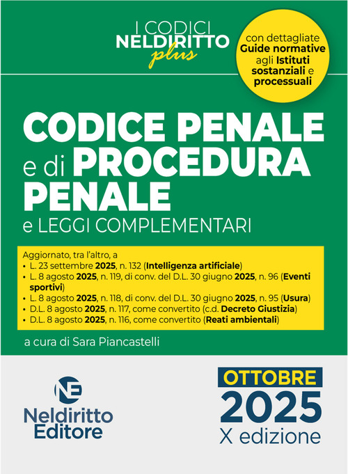Codice penale e di procedura penale plus. Ottobre 2025