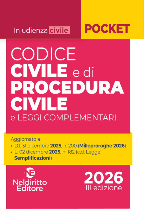 Codice civile e di procedura civile 2026 (per udienza)