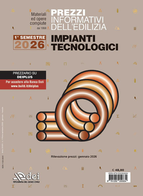 Prezzi informativi dell'edilizia. Impianti tecnologici. 1° semestre 2026. Materiali e opere compiute