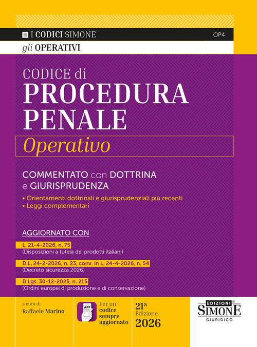 Codice di procedura penale operativo 2026. Commentato con dottrina e giurisprudenza