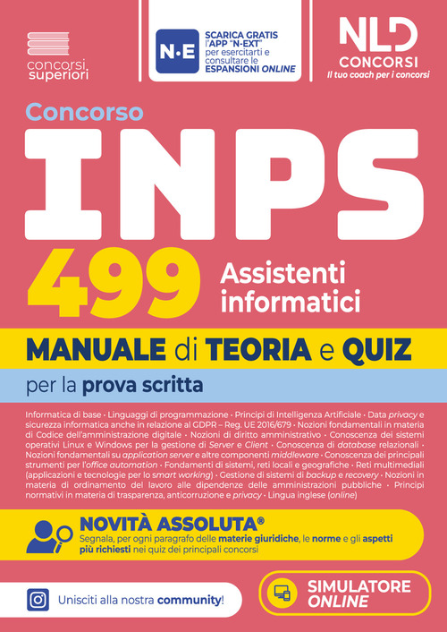 Concorso INPS 2026 499 Assistenti Informatici. Manuale di teoria e quiz per la prova scritta